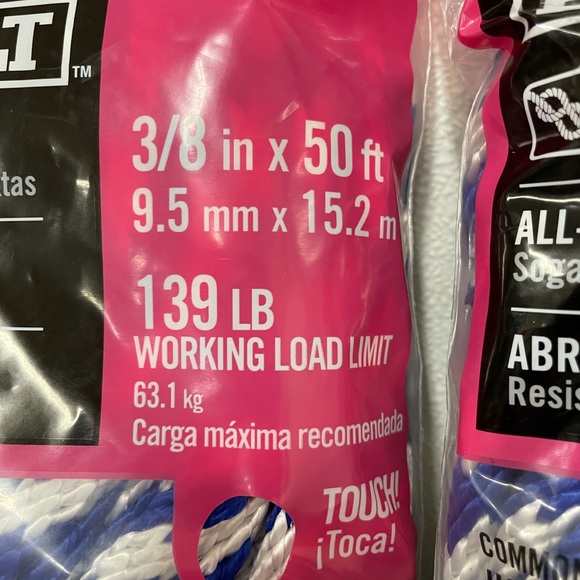 3 - 3/8 Inch X 50 Feet Solid Braid Polypropylene Rope - 139 Pound Load Limit - Picture 5 of 6